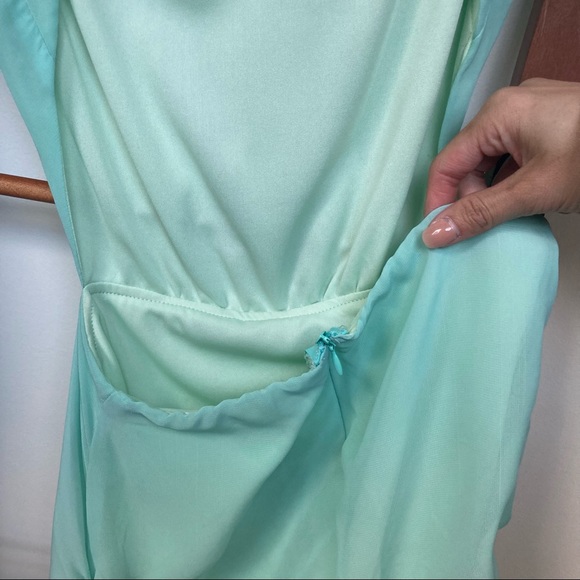 TOBI Backless Aqua Turquoise Chiffon Summer Dress w Ruched Sides - Picture 5 of 6
